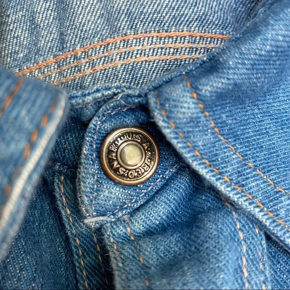 Vintage 1970s Red Snap Denim Utility Shirt - Picture 10 of 14